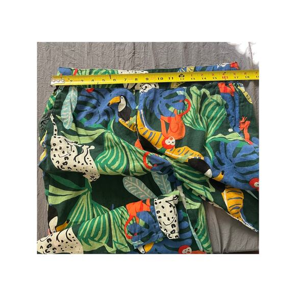 Christian Siriano New York Linen Tropical Wide-Leg Pants XL Green/Black Jungle - Picture 4 of 6